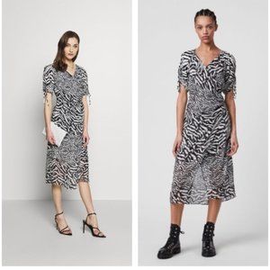 NWOT All Saints zebra print midi dress